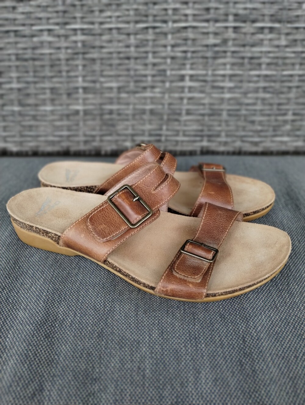 Dansko Rosie Leather Slide Sandals Women’s EU 41 Brown Double Strap